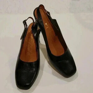 Vintage leather sling pumps